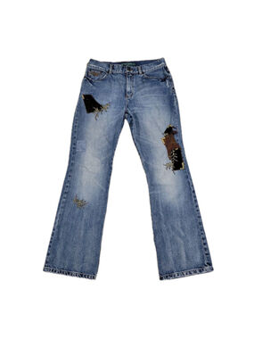 Lauren Jeans CO Women's Patchwork 100% Cotton Denim Size 4P Waist 30 Inseam 29